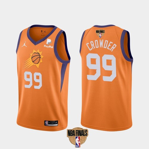 Men's Phoenix Suns #99 Jae Crowder 2021 Orange Statement Finals Basketball Swingman Stitched Jeresy Men's Phoenix Suns #99 Jae Crowder 2021 Orange Statement Finals Basketball Swingman Stitched Jeresy